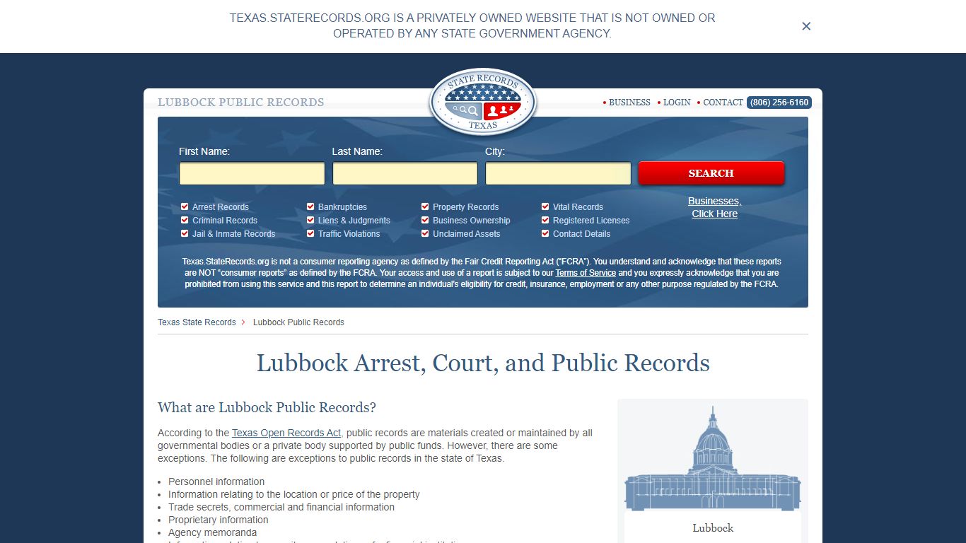 Lubbock Arrest and Public Records | Texas.StateRecords.org