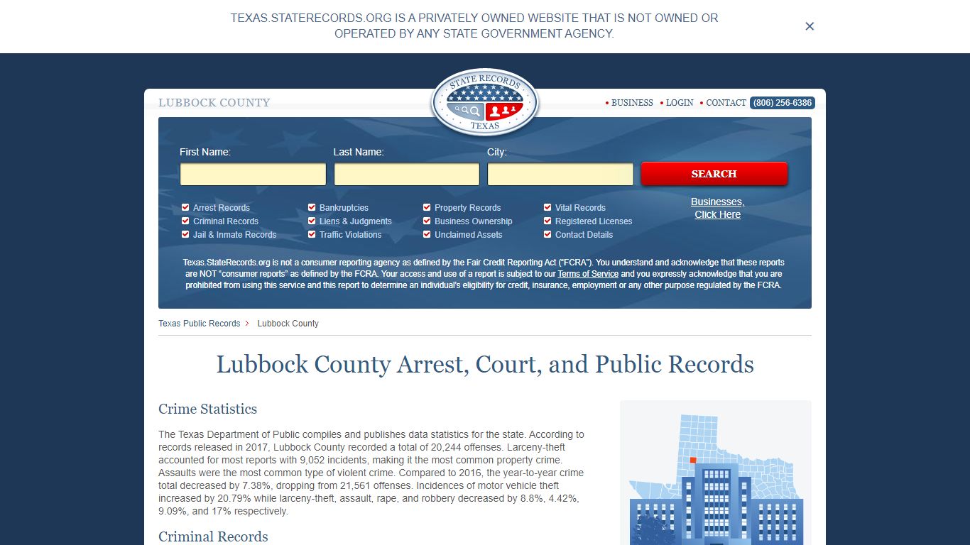 Lubbock County Arrest, Court, and Public Records